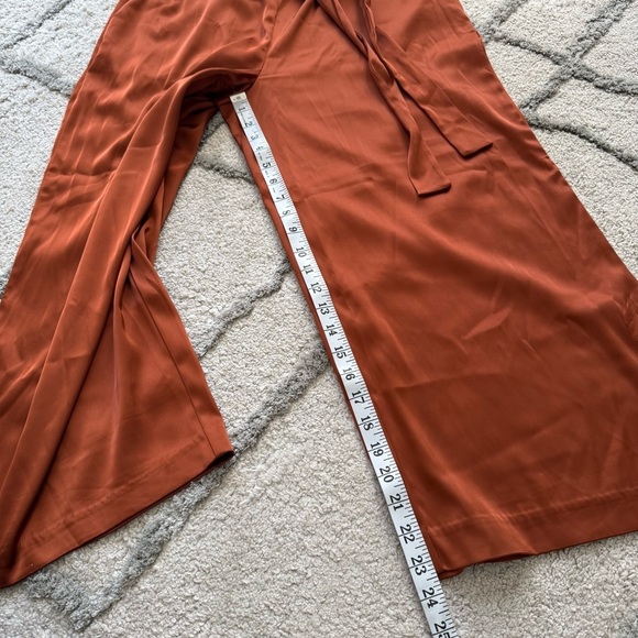 Joie Wide Leg Silky Belted Pants Cropped pull on burnt orange high rise medium - Picture 5 of 8